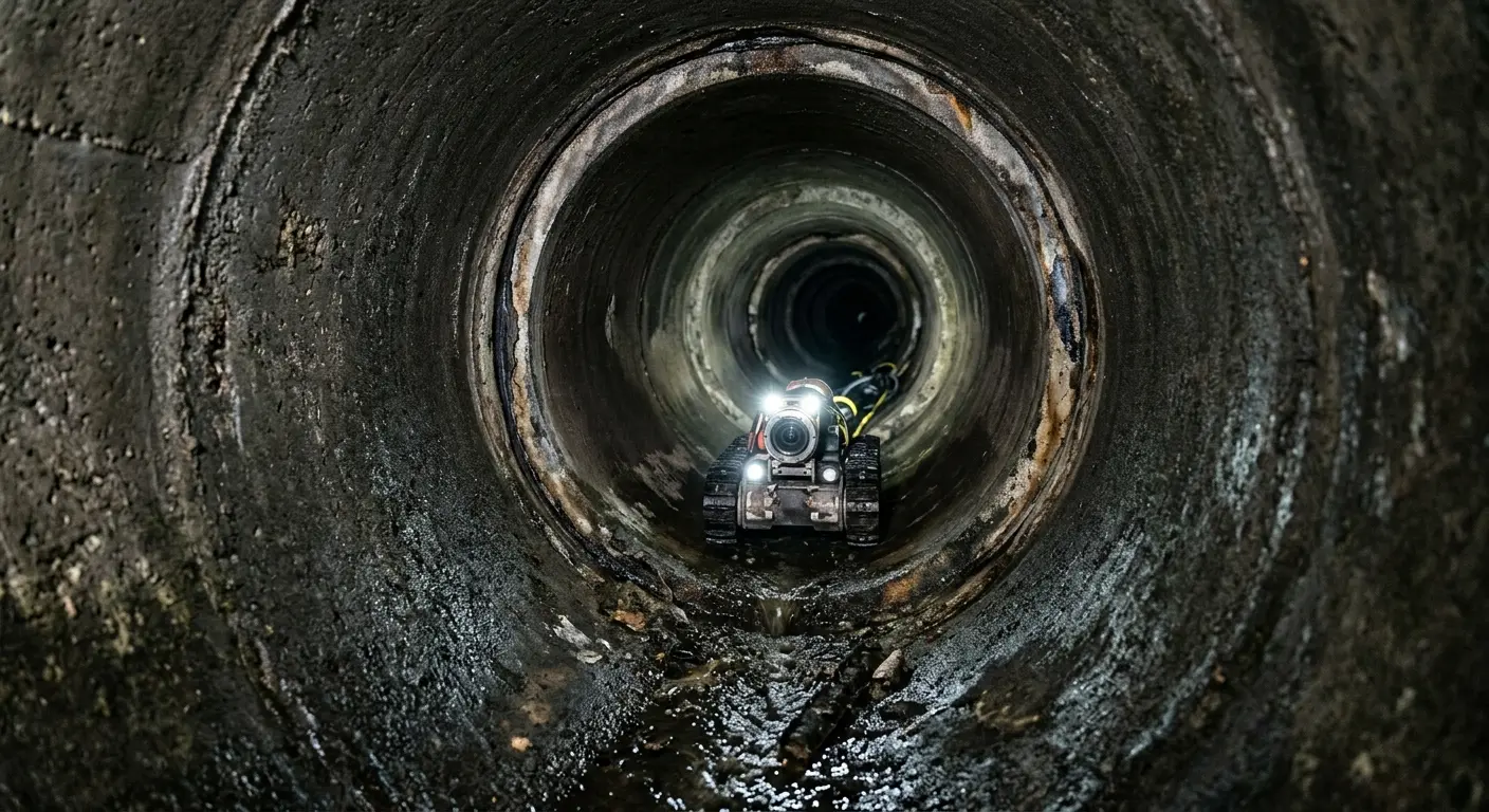 Robotic sewer camera inspecting pipe interior for Drain Snake Service in Jersey City